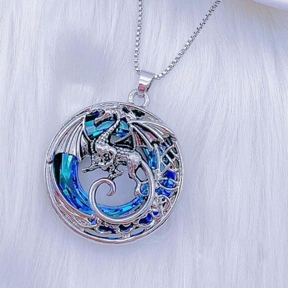 🐉Host Pick🐉 3D Silver Toned Dragon Pendant - Picture 3 of 5